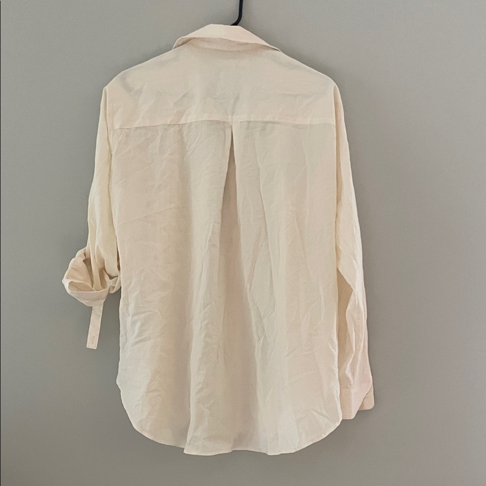 Zara Cream Long sleeve‎ Blouse with Pearl Embroidery | Size L - Picture 7 of 13